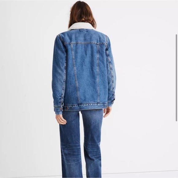 Madewell Oversized Sherpa Lined Blue Jean Denim Jacket Size XL Extra Large - Picture 2 of 6